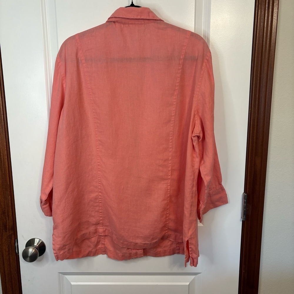 100% Linen Top Tunic Shirt JM Collective Sunset Pink Size 16​ - Picture 8 of 8